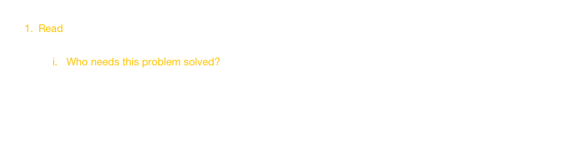 Instructions on voting for which FEED 2015 team projects you want to see present at Angel PitchRead
State problem, summarize current research, and create design requirements 
Who needs this problem solved?
 